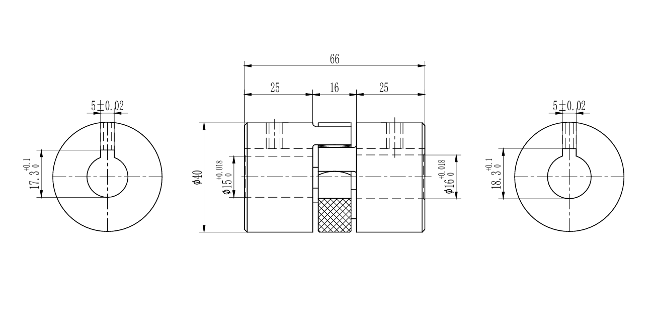 Ступица GE T GR Rotex 19   d1=15H7 размер шпоночного паза, мм  (5x2.3) 
