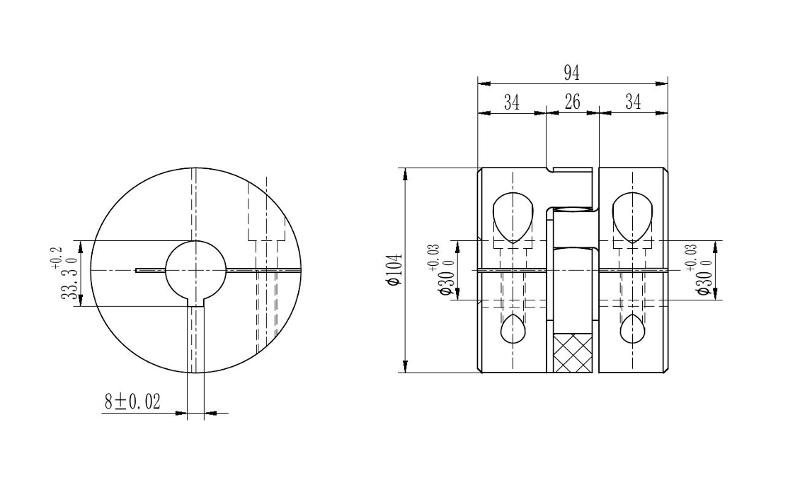 Муфта кулачковая аналог EKL/450/A/30/30 _ DJCT202505162112  1050 Nm 8000 rpm Stal 45