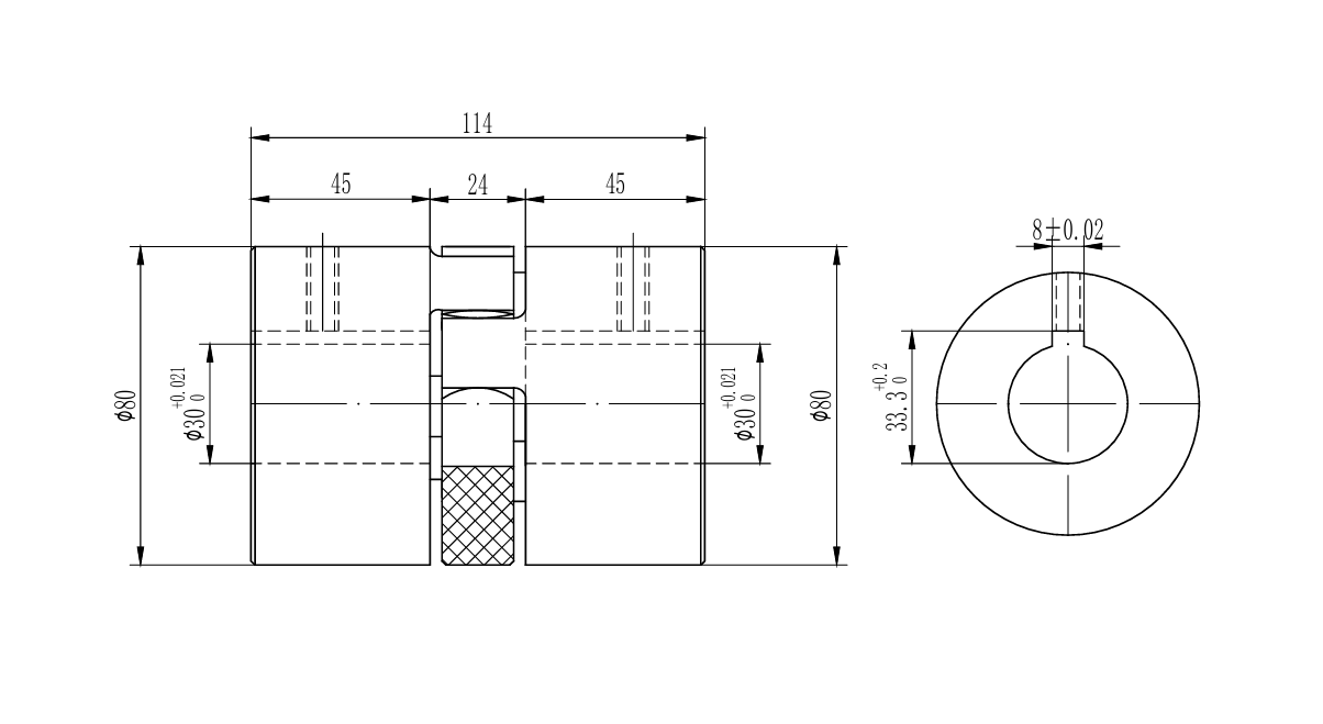 Ступица кулачковой муфты GE T GR Rotex 38   d1=30H7 размер шпоночного паза, мм  (8x3.3)