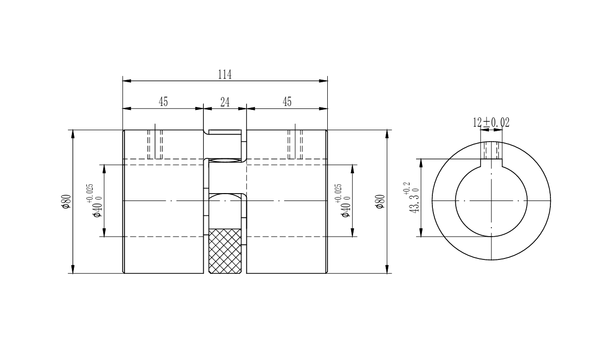 Ступица кулачковой муфты GE T GR Rotex 38   d1=40H7 размер шпоночного паза, мм  (12x3.3)