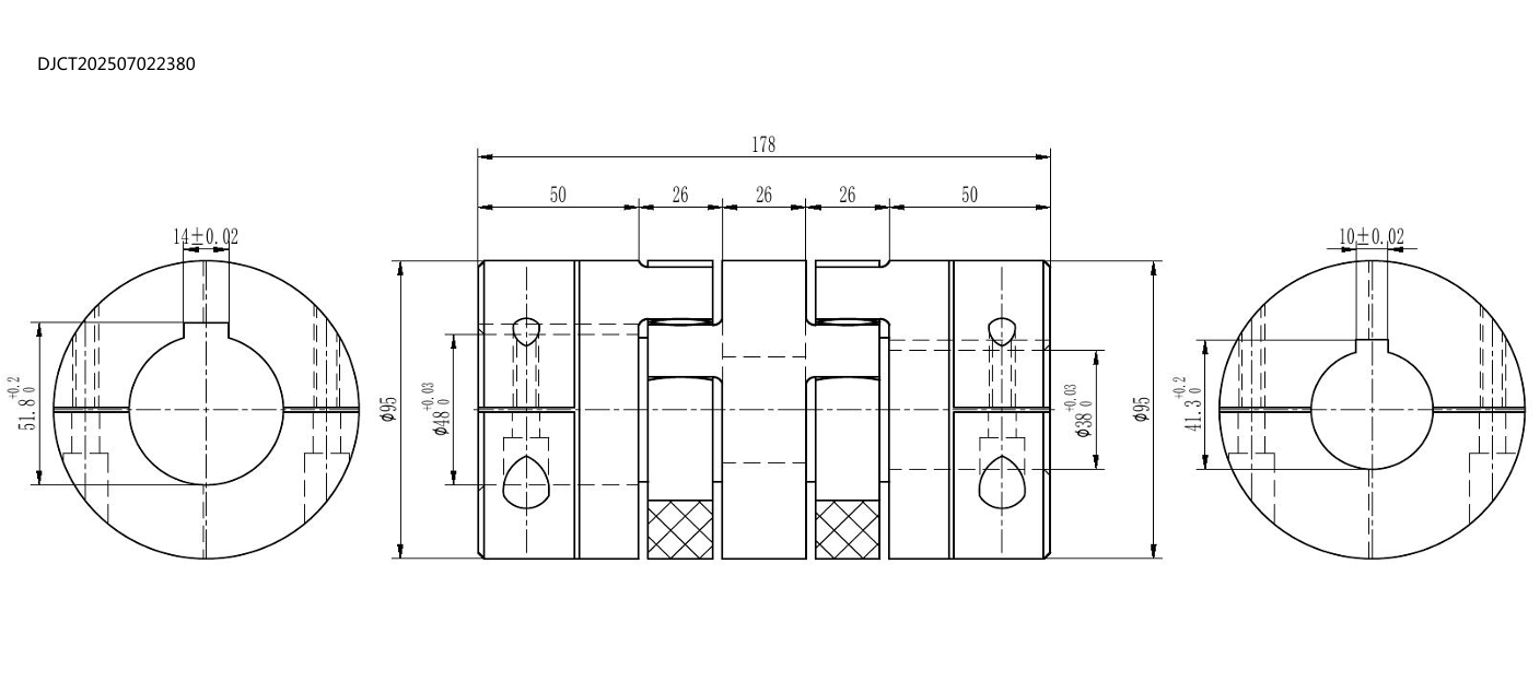 Муфта кулачковая зажимная 2X  95 x L178  98ShA GS St 48H7 / 38 H7k 