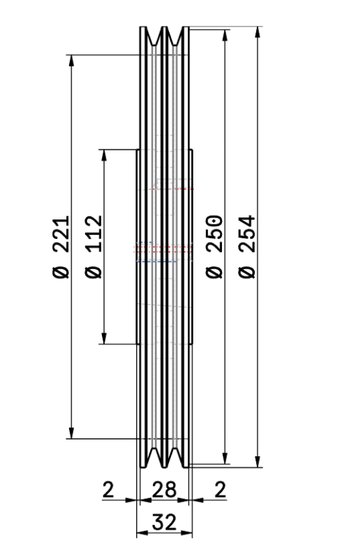 Шкив SPZ TB 250/2 2012