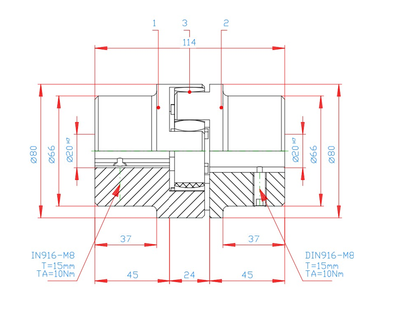 Муфта кулачковая 80x114 20H7 / 20H7 Rotex 38 GE T GR 